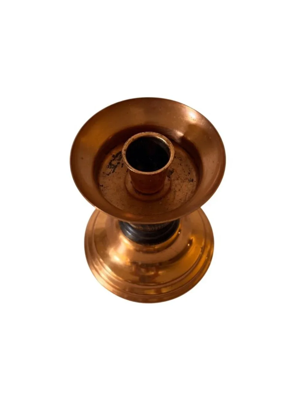 Coppercraft Guild Copper Wood Candlestick Holder Vintage Taper Candle Rustic MCM